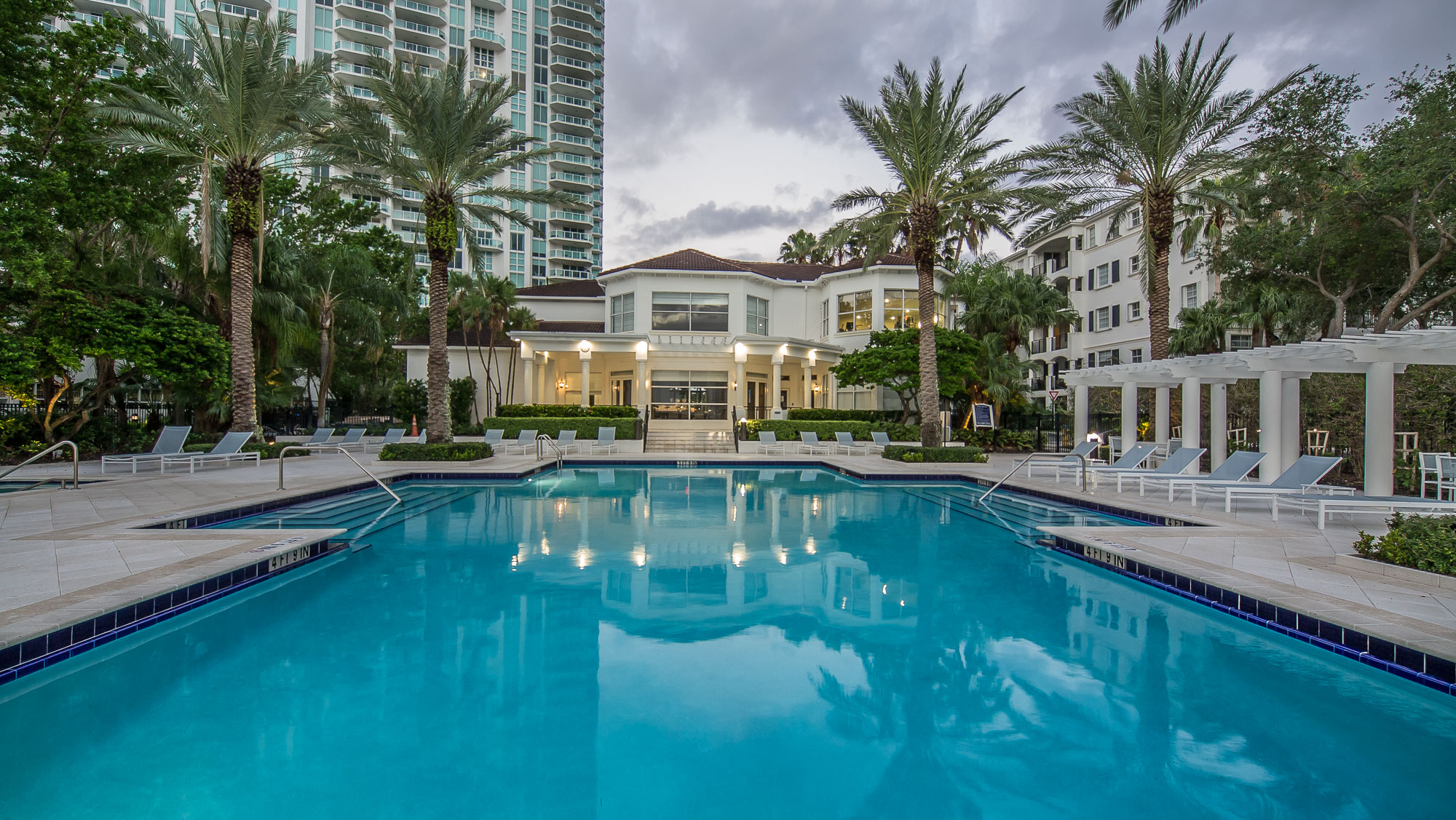 Club House and East Pool at Sunset