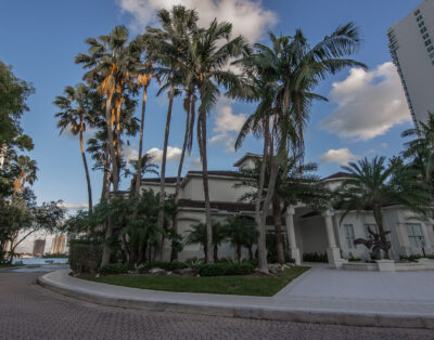 Exterior view of the Club House at Village By The Bay, Aventura, Florida