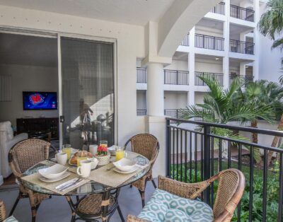 Balcony with a view at Village By The Bay, Aventura, Florida
