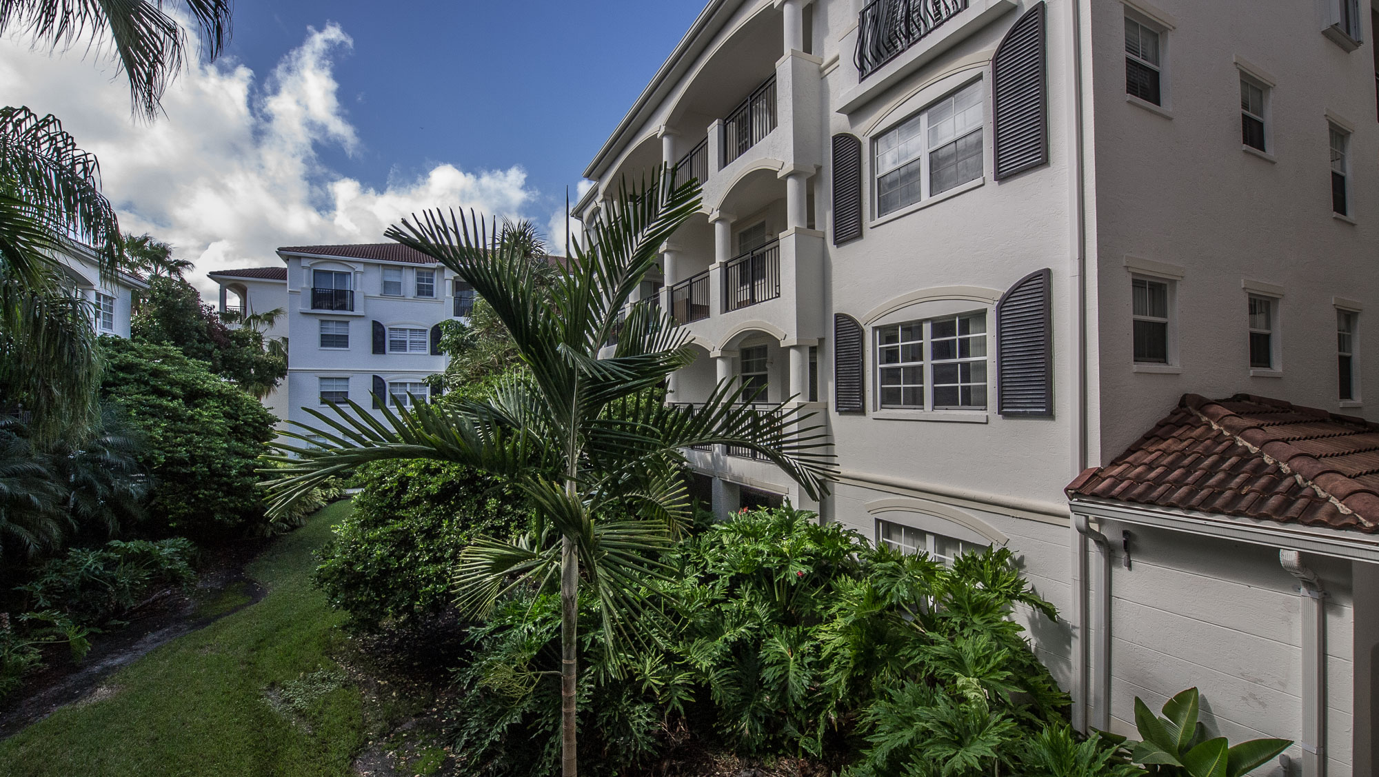 Garden views from Building 12 at Village By The Bay, Aventura, Florida