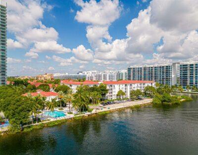 Aerial view of Village By The Bay community in Aventura, Florida